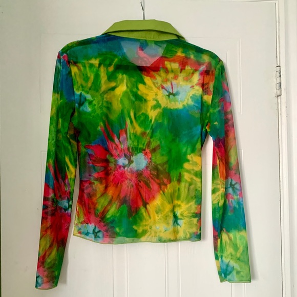 Los Angeles Apparel Tie Dye Micro Mesh Long Sleeve & Mini Skirt Set, L - Picture 4 of 8